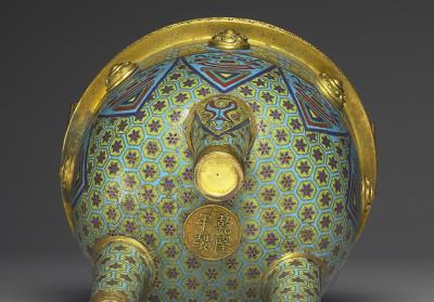 图片[3]-Copper ding-shaped incense burner in cloisonne enamels, Qing dynasty, Qianlong reign (1736-1795)-China Archive